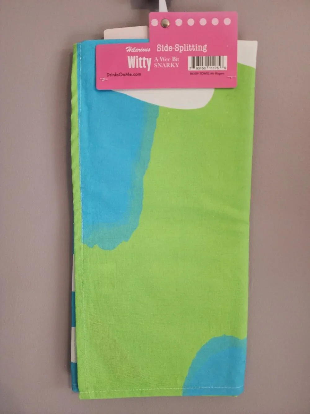 2/$15 Colorful Green & Blue Comedic Mr. Rogers Dish Towel by Drinks on Me